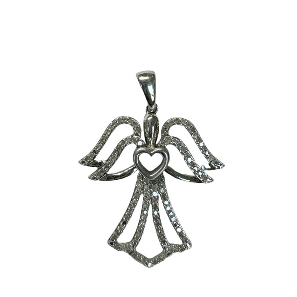 Diamond guardian angel pendant 925 silver - Picture 1 of 8